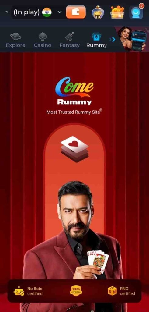RS9 Game rummy Android app interface 2026